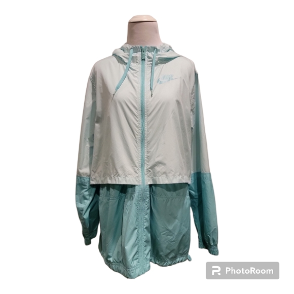 Nike Jackets & Blazers - Nike Women's Two-Toned Vented Zippered Windbreaker with Hood, Mint - XL